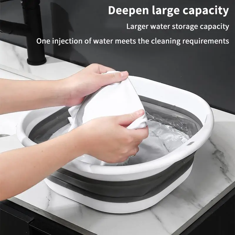 3Pcs Food Grade Folding Wash Basin Set Portable Multifunctional Collapsible Bucket for Kitchen Bathroom Camping Travel