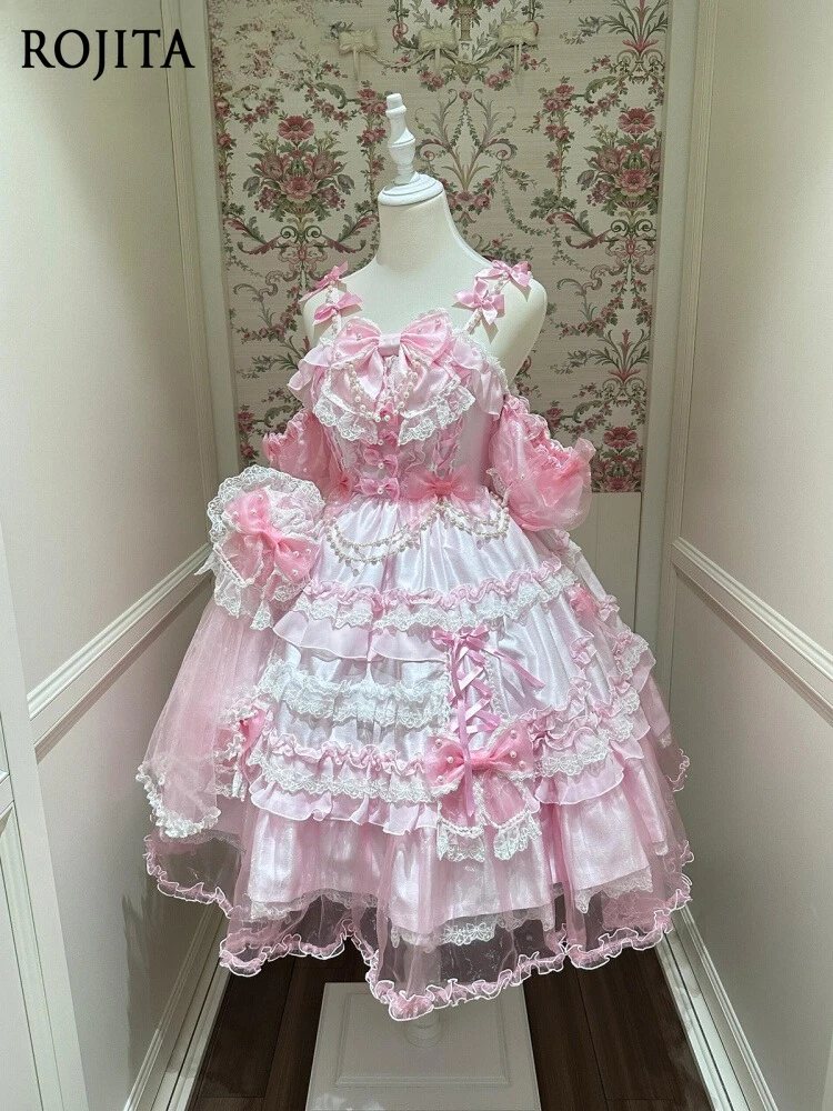 

Pink Sweet Lolita Dress Women 2025 New Evening Gown Bow Student Day Coming-of-Age Princess Dress Party Dress