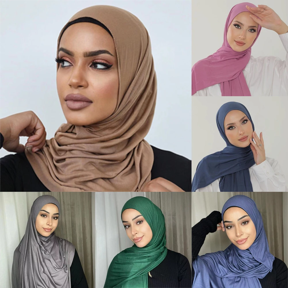 RIMAIRE Pure Color Hijab Muslim Hijabs Islamic Headscarf Cotton Scarves Women Dress Instant Modal Hijab Jersey