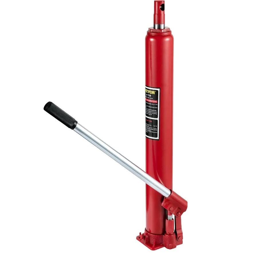 

Hydraulic Long Ram Jack 4 Tons 8818 lbs Capacity with Single Piston Pump and Flat Base Manual Cherry Picker w Handle for Garag