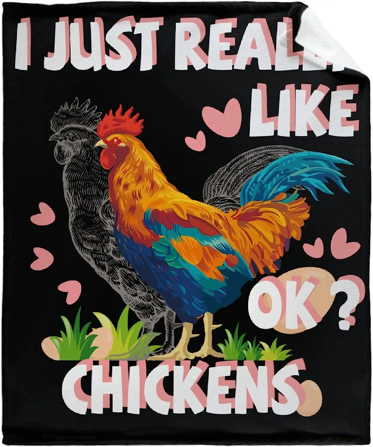 

Cute Chicken Blanket, I Just Really Like Chickens, Good Gift Choice, Medium 60" x 50" for Teen, Lightweight Flannel