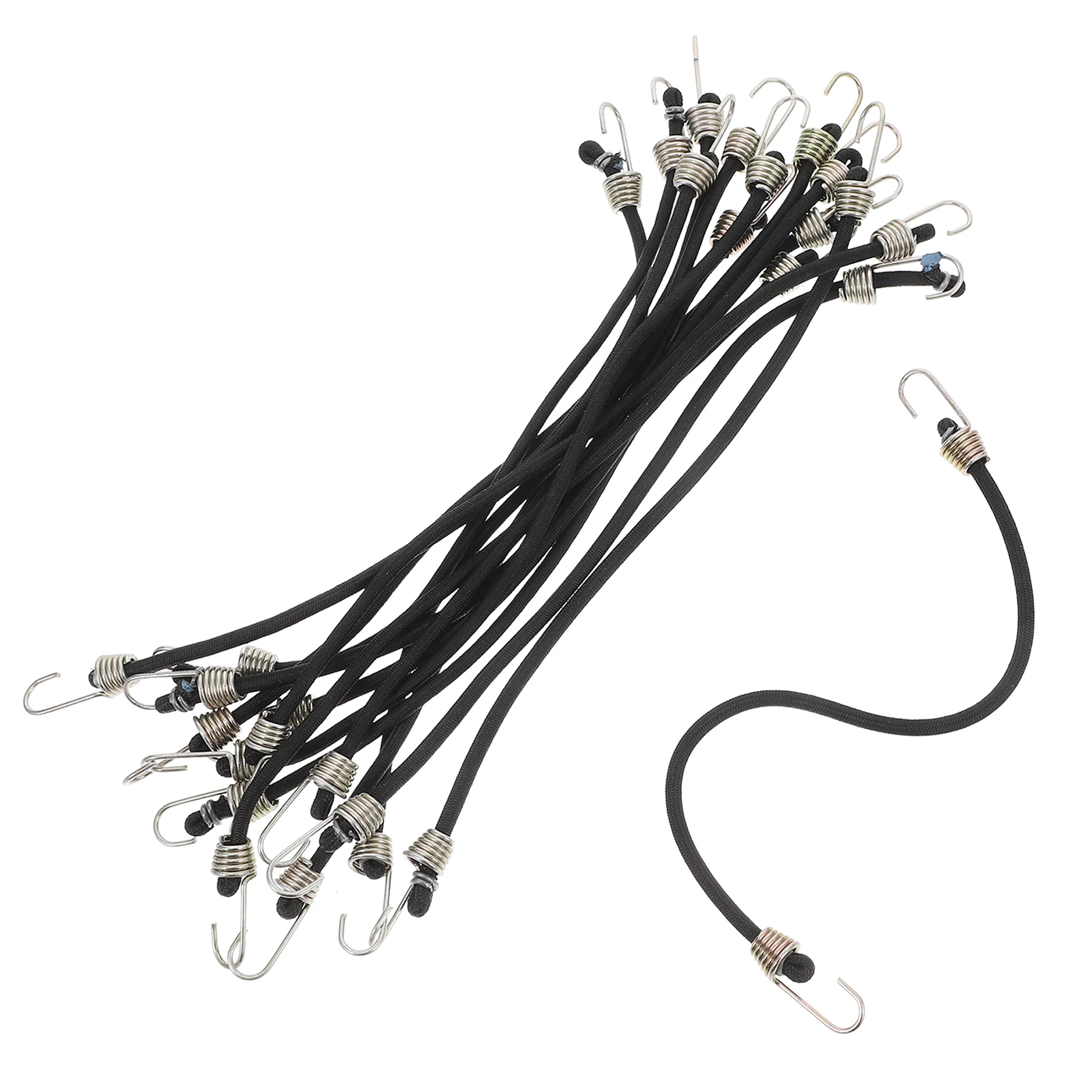 

15 Pcs Luggage Rope Straps Bungee Cords with Hooks Heavy Duty Clips Cable Iron Carabiner