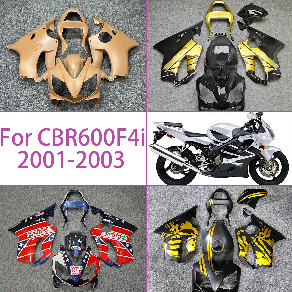 

Комплект обтекателя, пластиковый мотоцикл, подходит для Honda CBR600F4i 2001-2003 годов, настраиваемые стили 01 02 03 CBR 600F4i, комплект обтекателей