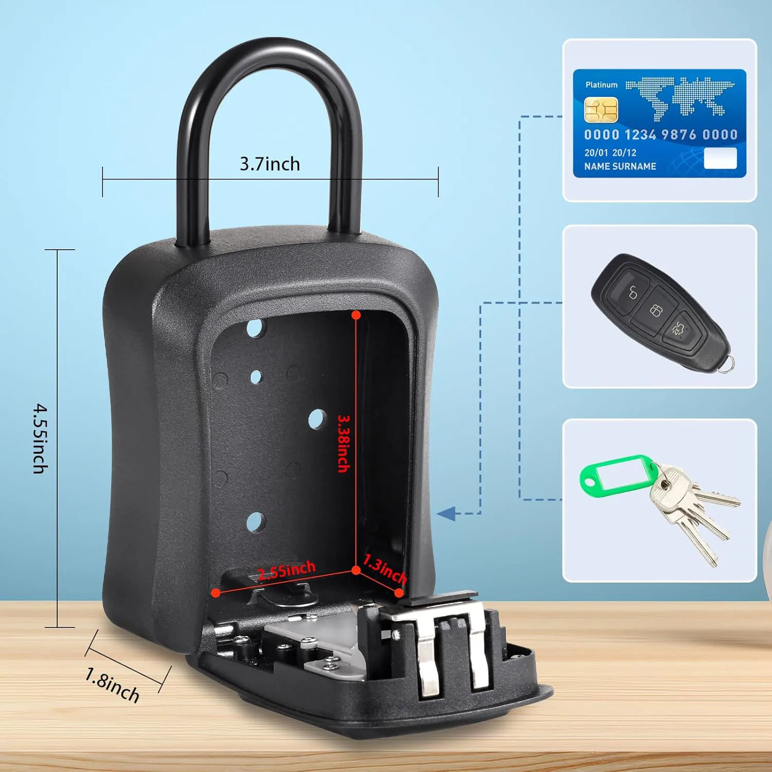 Caja de bloqueo de llave inteligente de Metal, cerradura de combinación de llave grande montada en la pared para ocultar llaves, almacenamiento seguro para llaves de casa, Bluetooth