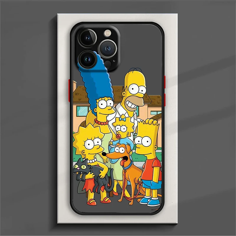 Funny Cartoon The Simpson Phone Case For Apple iPhone 15 14 13 12 11 XS Mini Pro Max 8 7 XR X Matte Frosted Translucent