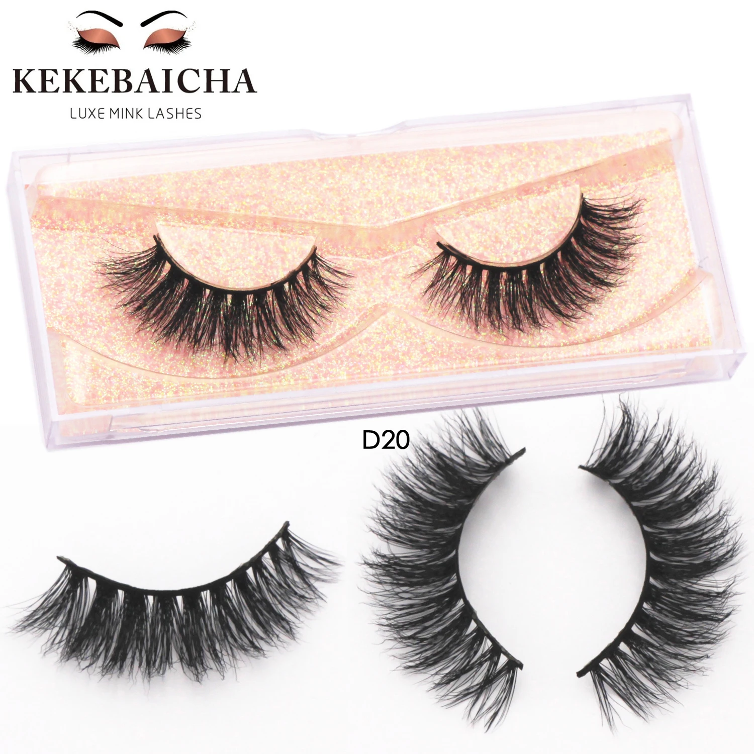 Wispy 3D Mink LashesธรรมชาติยาวFull Strip Lashesขนตาปลอมแบบใช้ซ้ําได้ยาวนานขนตาปลอมD20 แต่งหน้าปลอมMink Lash