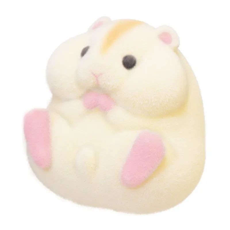 Japan original Capsule toys cute kawaii fatty milky soft hamster flocking plush dolls squeeze Stress Relief toys