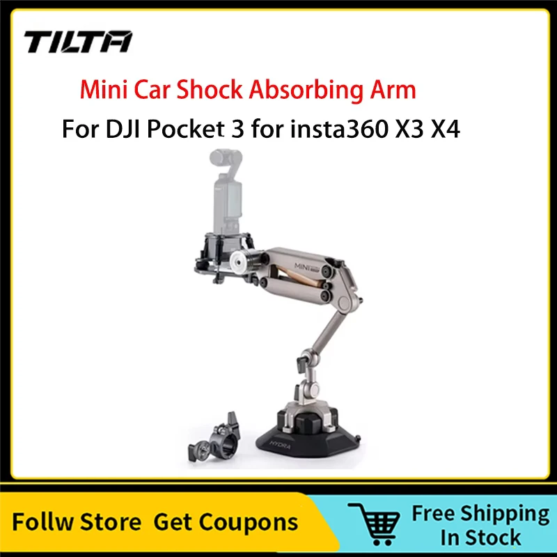 TILTA HDA-T15 for DJI Pocket 3 for Insta360 X3 X4 Hydra Alien Mini Car Shock Absorbing Arm Car Shooting Electric Suction Cup