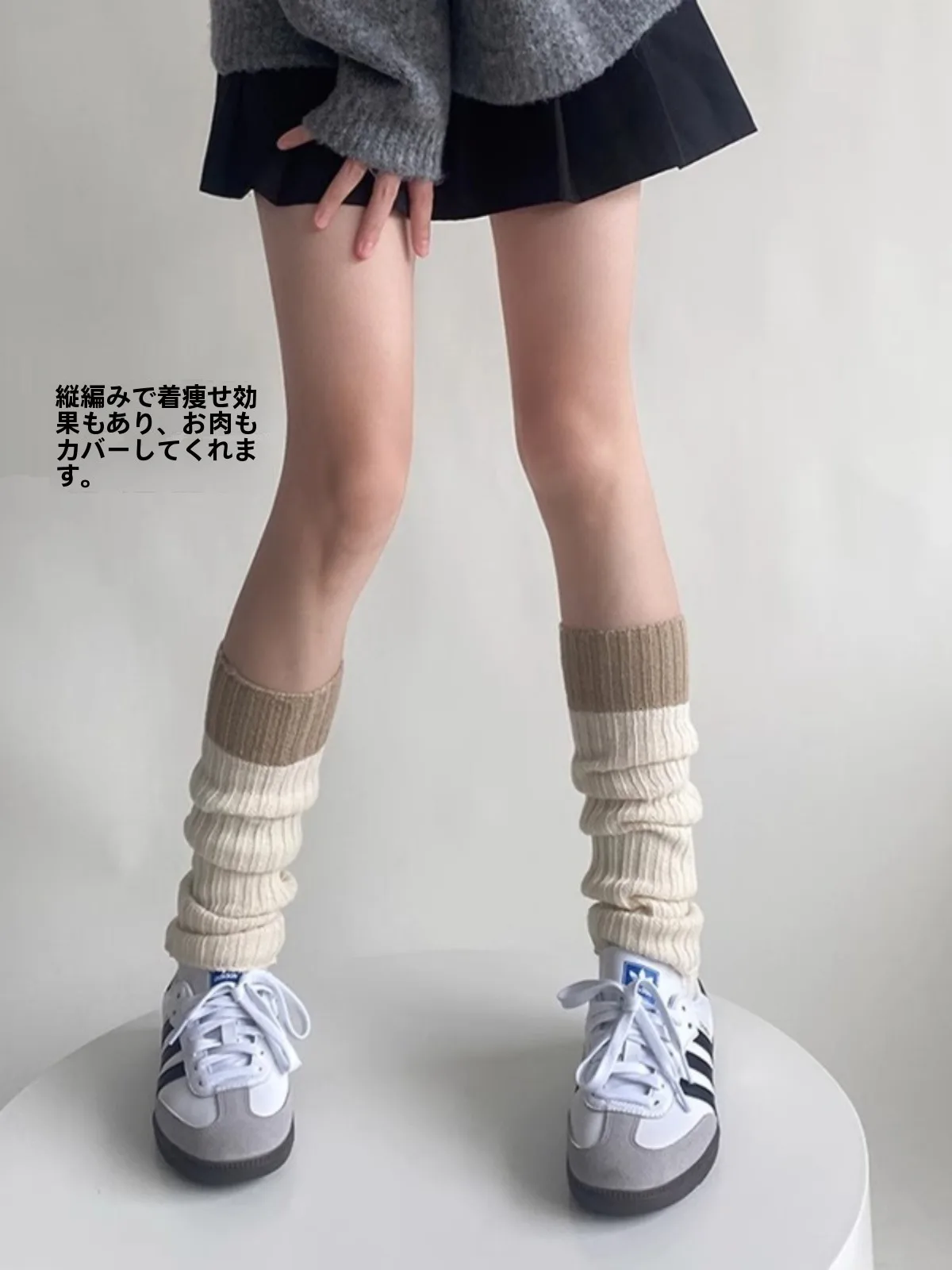 ay So يغطي ربيع الخريف الكورية Sle الأبيض فوق الركبة Sos الخريف الشتاء طماق طويلة التخسيس الساق اللون Blo