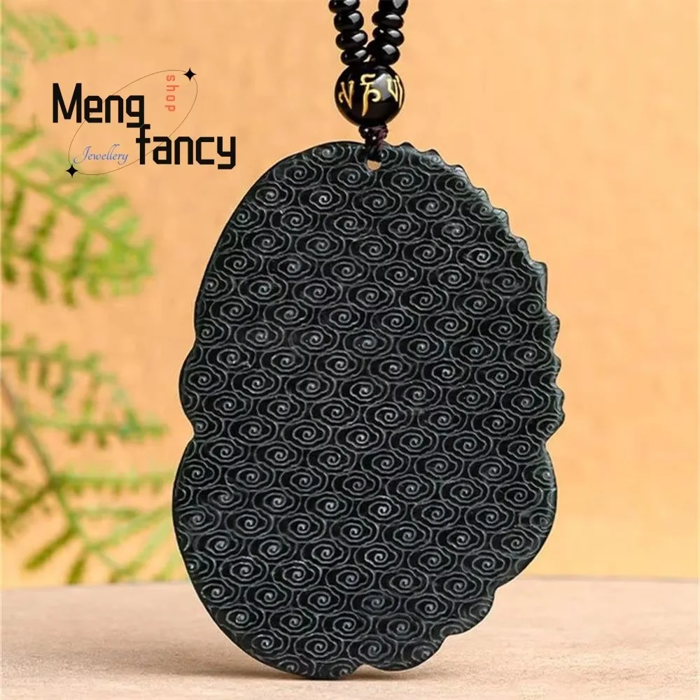 المواد الطبيعية القديمة Hetian الأخضر اليشم الهيجمونيك زودياك التنين قلادة من اليشم رائعة الحرف اليدوية الفاخرة جودة مجوهرات الأزياء