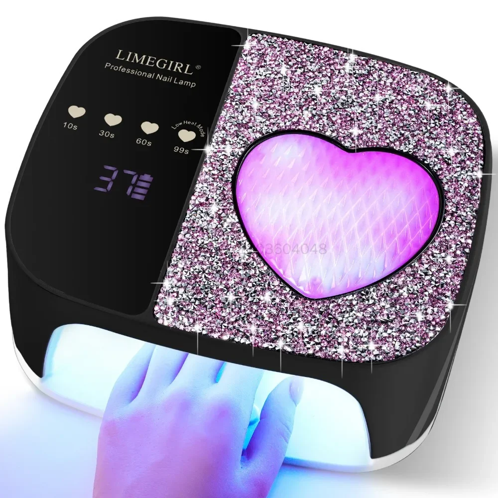

UV LED Nail Lamp Dryer Rechargable Heart Shape Diamonds Design For Nails UV Gel Polish Acrylic Drying Lamp Professional Nail Art