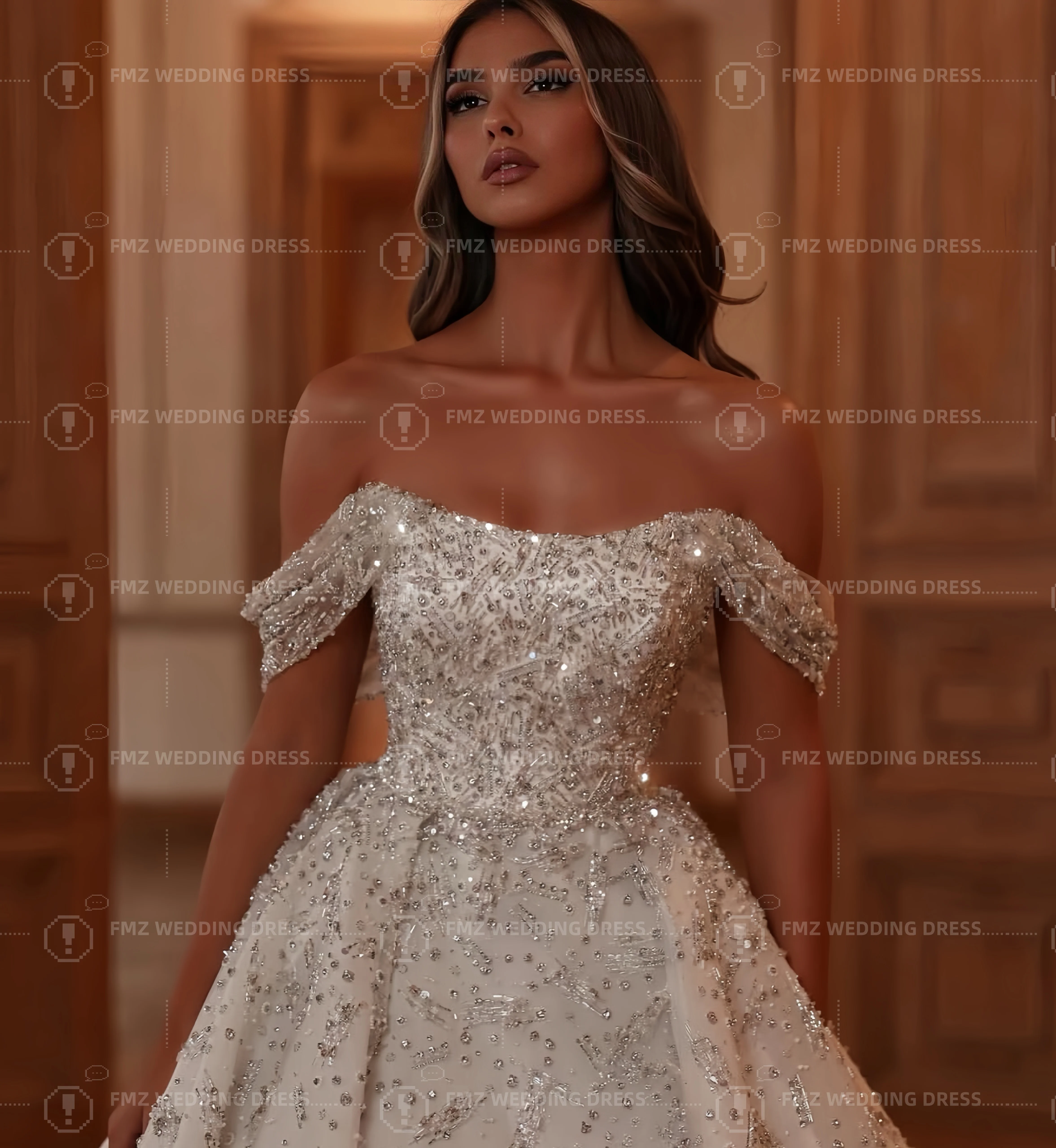 CustomziedV strapless sleeveless Ball Gown beaded chawedding dress vestidos de novia amanda novias amanda novias official