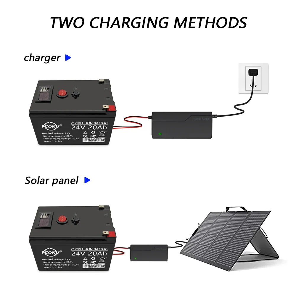 Imagem -06 - Bloco Recarregável de Alta Capacidade da Bateria de Lítio Bateria do Li-íon e Carregador 21700 6s3p 24v 20ah para a Energia Solar Veículo Eléctrico