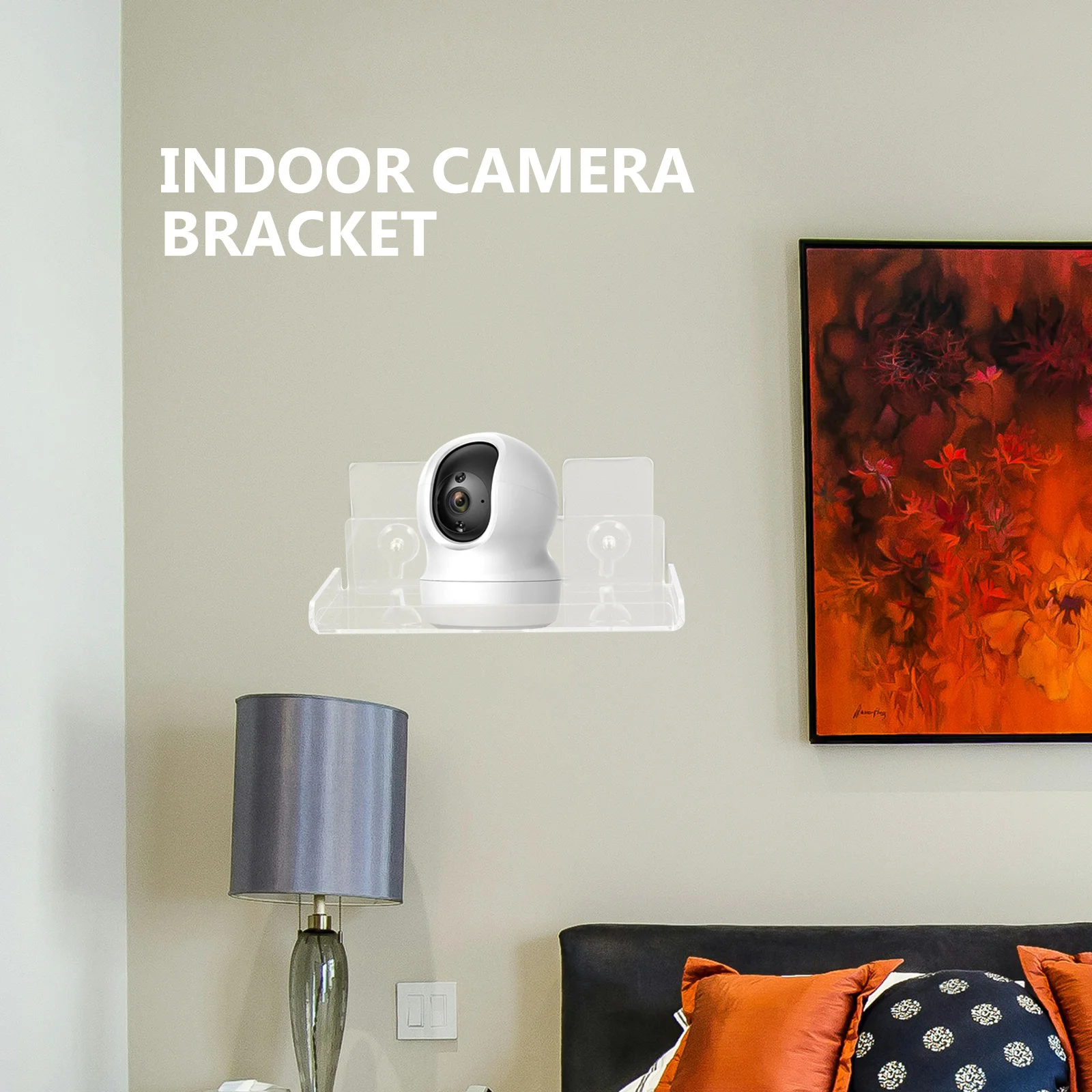 

1Set Indoor Camera Wall Mount Transparent Bracket No Punching Floating Shelf Security Camera Stand Wall Mount Floating Shelf