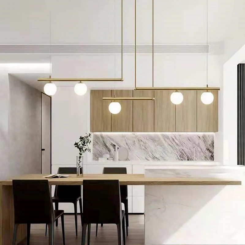Hanging Lamp for Home LED Modern Minimalist Living Room Chandelier Simple Linear Restaurant Pendant Light Nordic Creative Shop