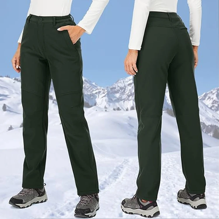 TRVLWEGO Winter-Damen-Camping-Wanderhose, Reise-Softshell, warm, wasserdicht, Fleece, winddicht, Outdoor-Trekking-Hose – Detail 4
