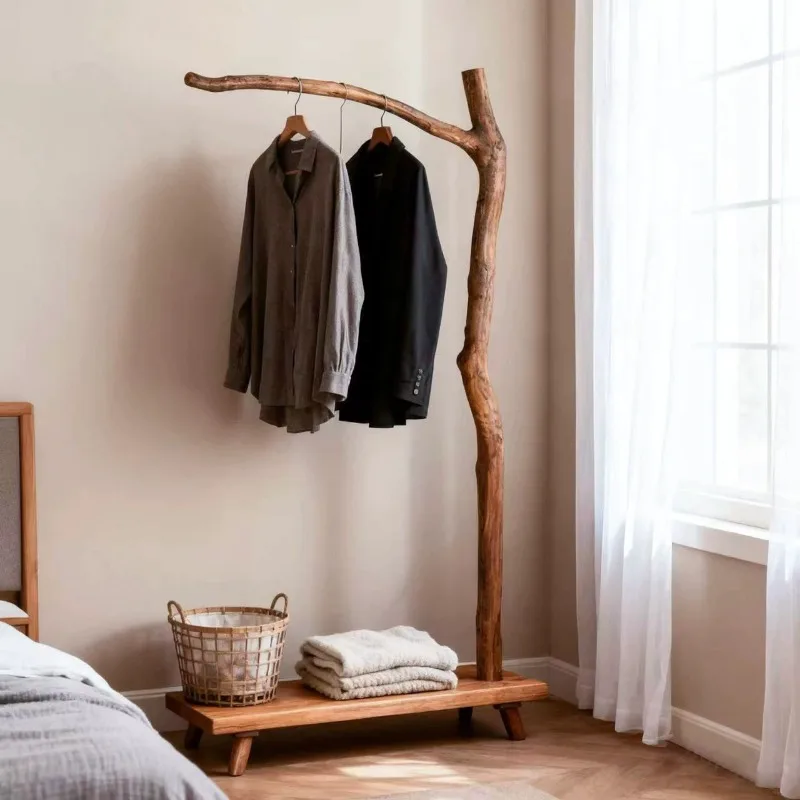 رفوف ملابس طويلة منخفضة المستوى متجر خشبي داخلي شقق حديثة رف ملابس غرفة المعيشة أثاث غرفة Colgadores De Ropa #2