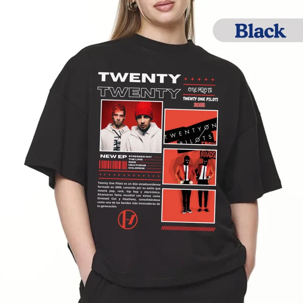 Camiseta retrô Twenty One Pilots, álbum de música rap, camiseta unissex de camada base para todas as estações, camisetas gráficas, camiseta vintage