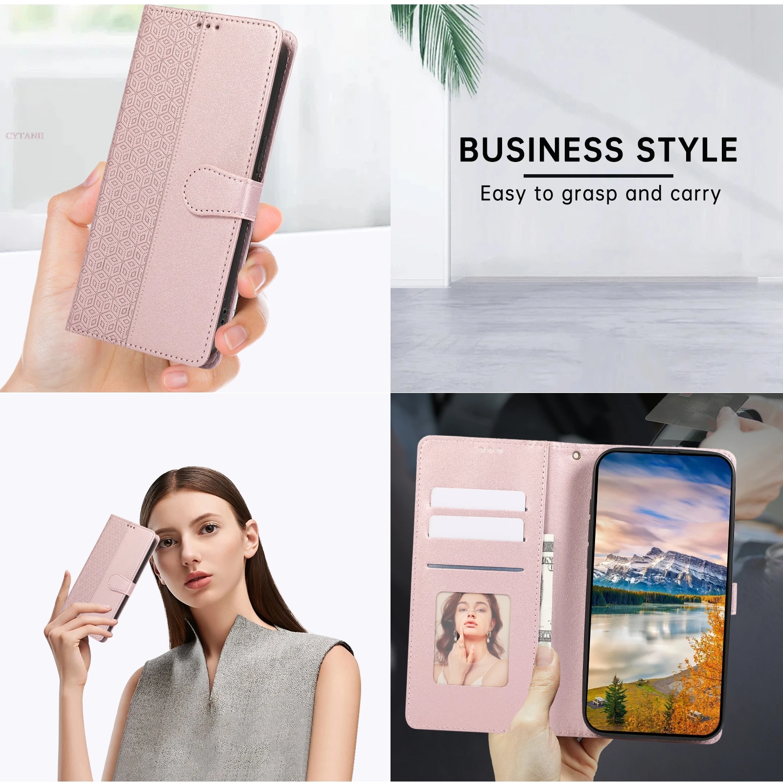 Wallet Case on for OPPO A16 Case Grid Pattern Leather Cover for Oppo A16 CPH2269 Phone Cases For OPPOA16 A16s CPH2271 Capa Etui