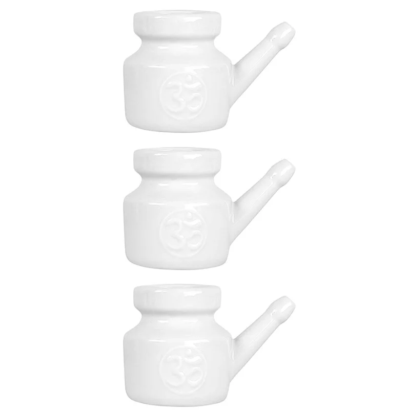 

3X 350Ml Neti Pot Nose Cleaning Pot Durable Leakproof Spout Pot For Nasal Rinsing Nose Washing Men Women, White