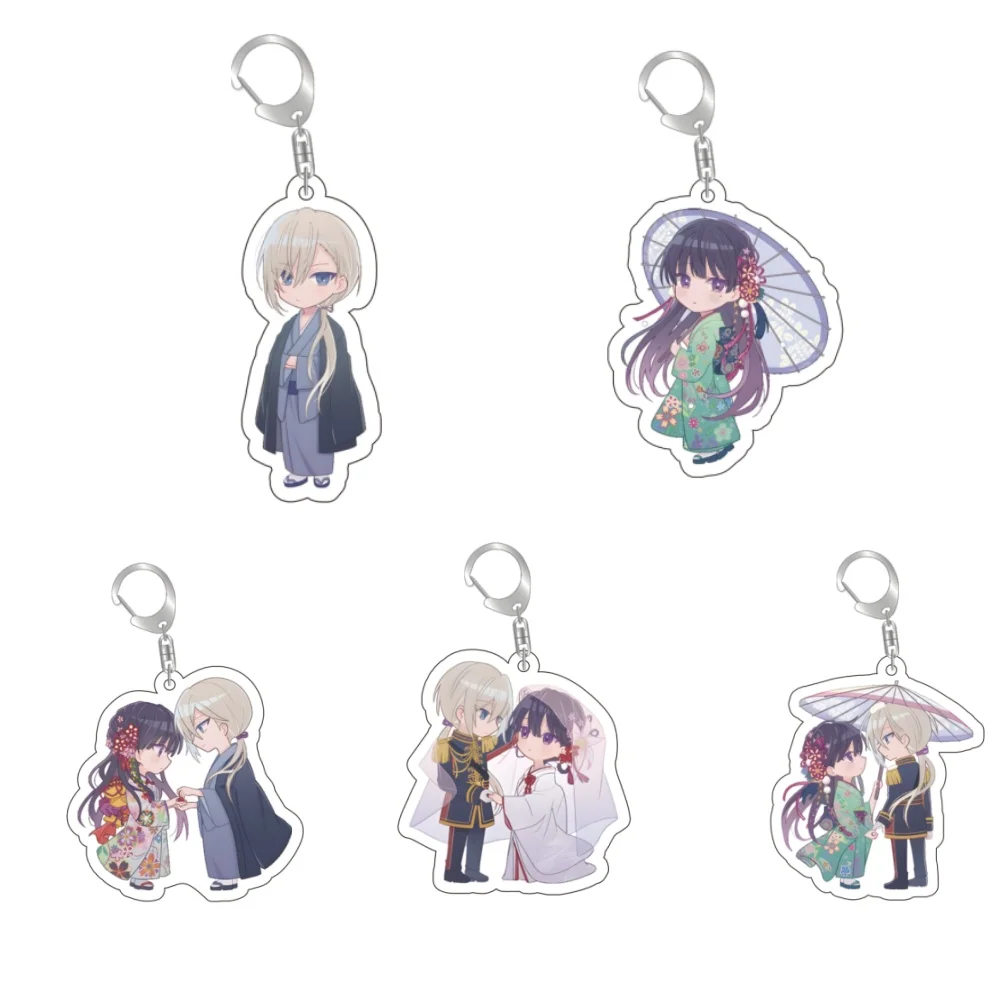 

cute Anime My Happy Marriage Keychain Figures Cospaly Saimori Miyo Kudō Kiyoka Fans Acrylic Key Chain Bag Pendant Women Jewelry