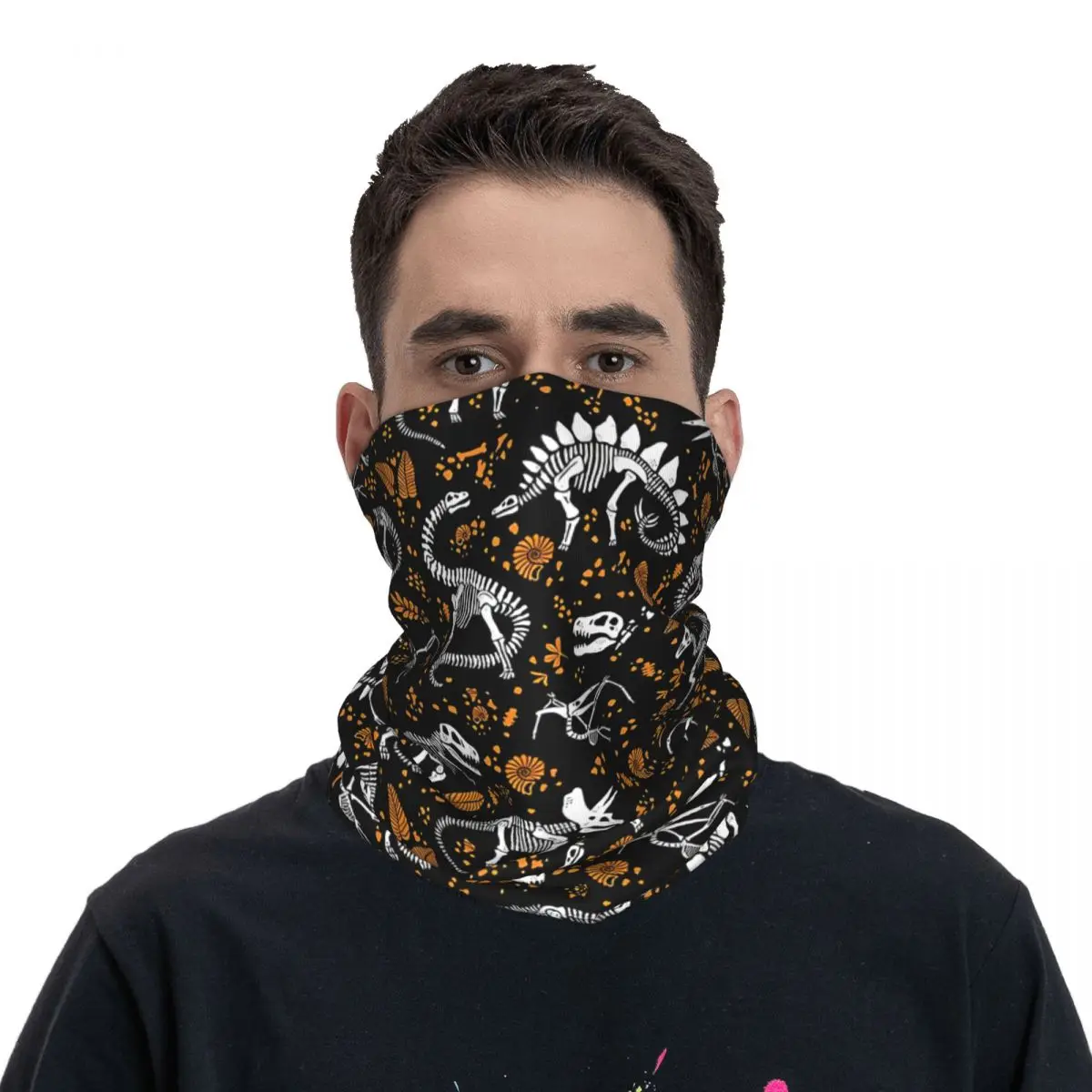 Fossielen Halloween Dunne Wrap Sjaal Bandana Dinosaurus Nek Gaiter Gezicht Cover Hoofdband