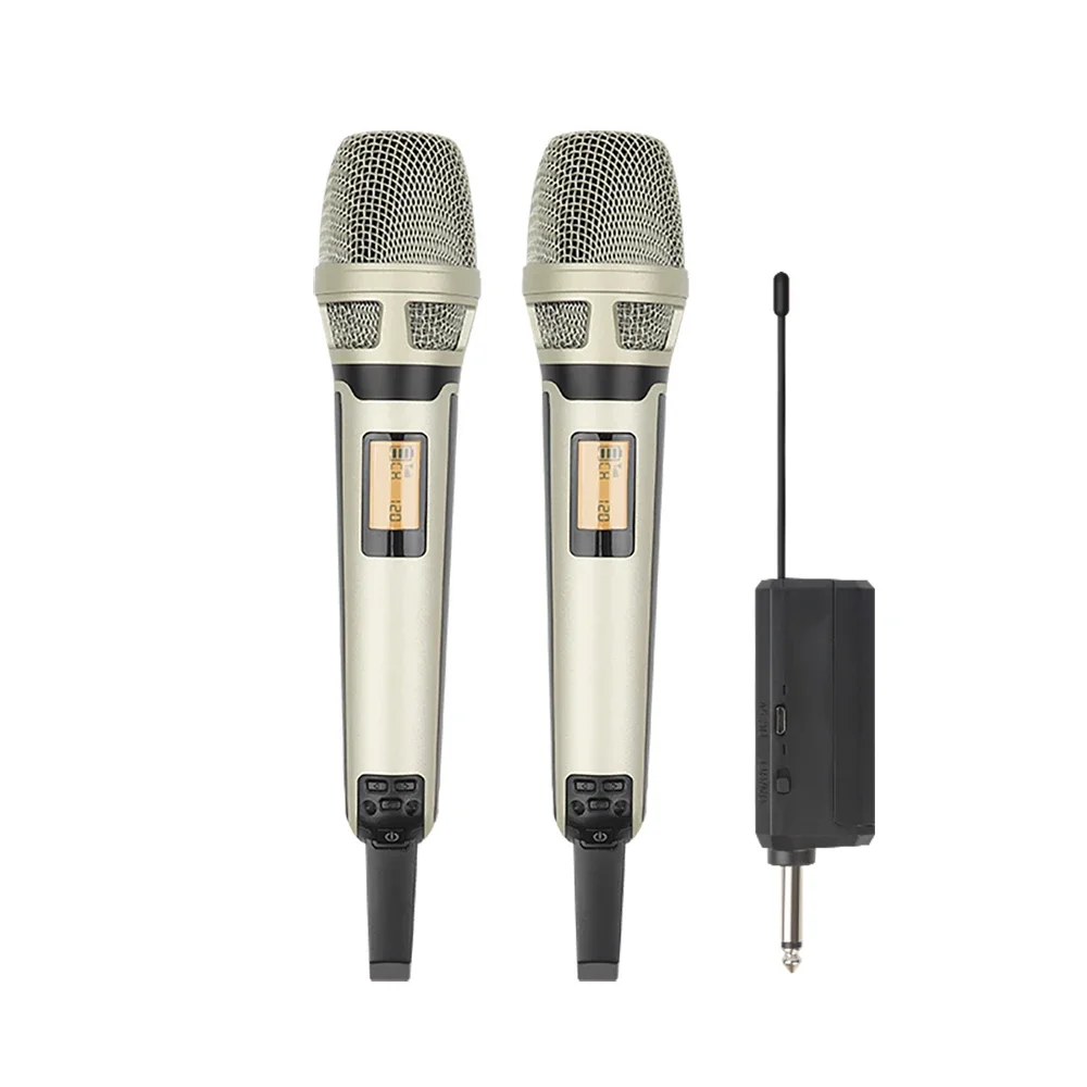 Single Receiver Double Handheld Microphone Multiple Colour High Quality HU-205 UHF Professional Wireless Microphone Metal Mic