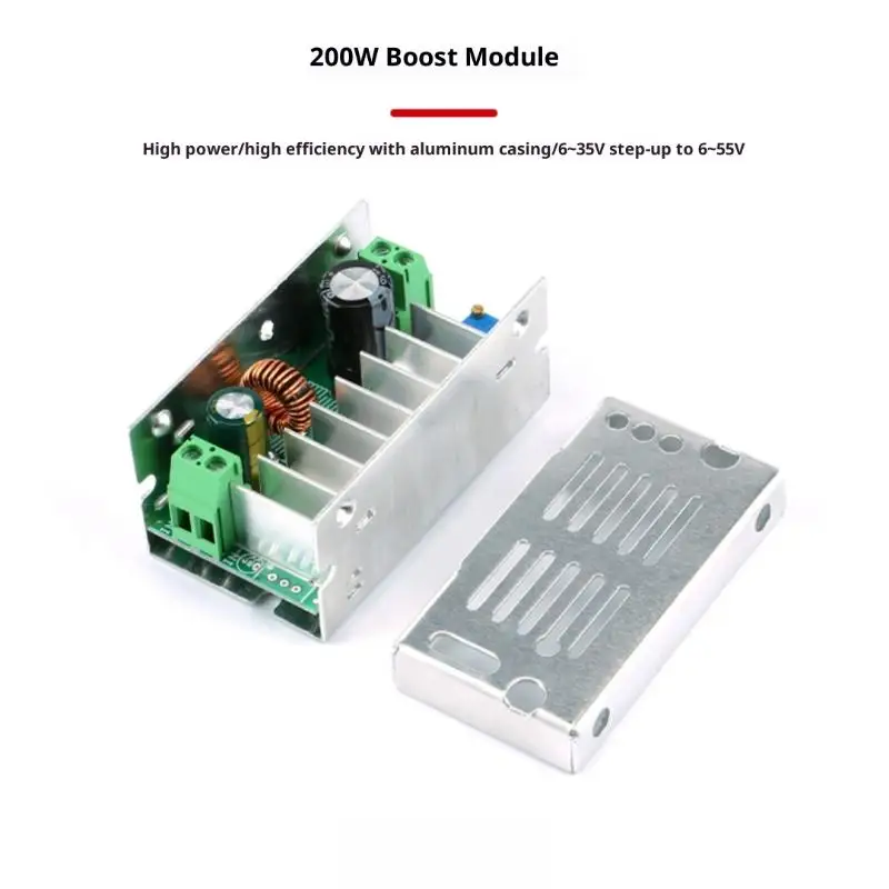 1Pcs 200W MAX DC-DC Boost Converter 6V-55V 10A Step Up Voltage Charger Power Supply Module With Aluminum Shell Case Box