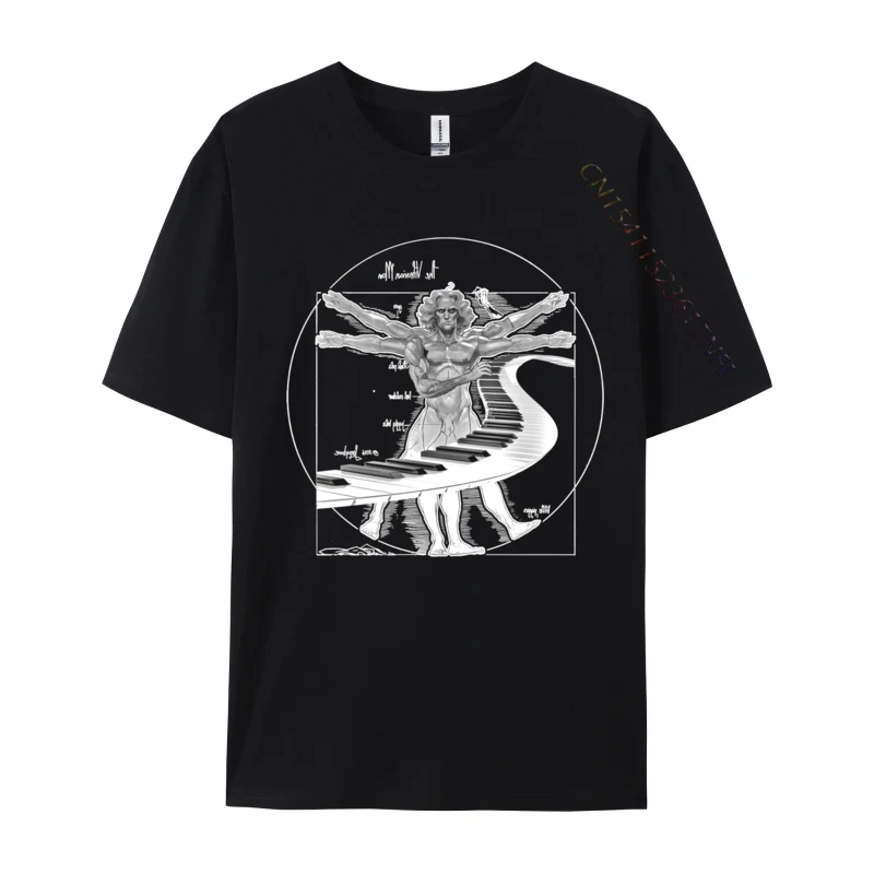 Vitruvian Piano Player Leonardo Da Vinci Vitruvian Man T-shirts T Shirt Top Fashion Streetwear Camisetas High Quality