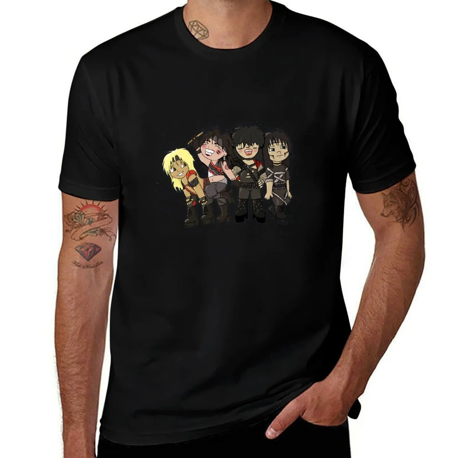 Camiseta chibi rockstar, camiseta informal básica de color sólido