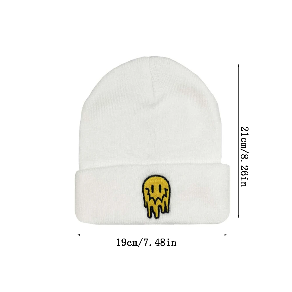 1pcs Creative Melting Expression Embroidered Knitted Hat Hip Hop Caps Outdoor Soft Cold Hat for Women Men