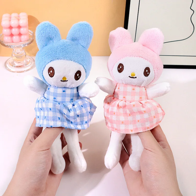 Anime Sanrio Plush Pendant Cartoon Cute Melody Checkered Skirt Series Soft  Cotton Kawaii Kuromi Plush Keychain Pendant for Gift