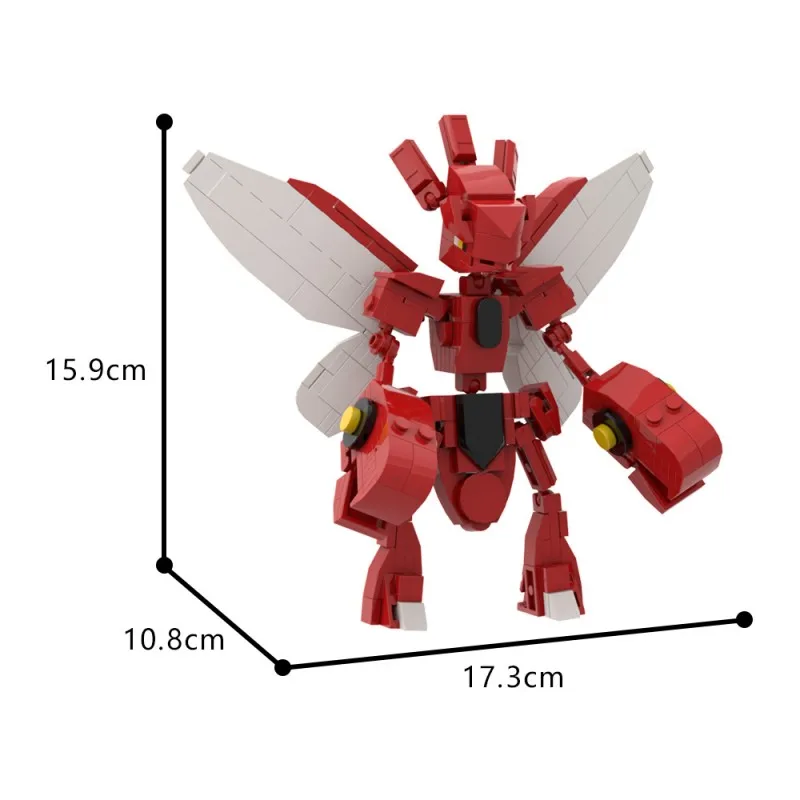 MOC Scizor-Ensemble de blocs de construction de type acier pour enfants, pince en forme d'oeil, angimante rouge, bricolage, mini figurine d'action, jouets modèles