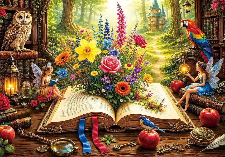 Whimsical Magic Book Fairy Woodland Scene Jigsaw Puzzle 500/1000/1200/2000PCS DIY Assembly Game Home Wall Decoration Gift