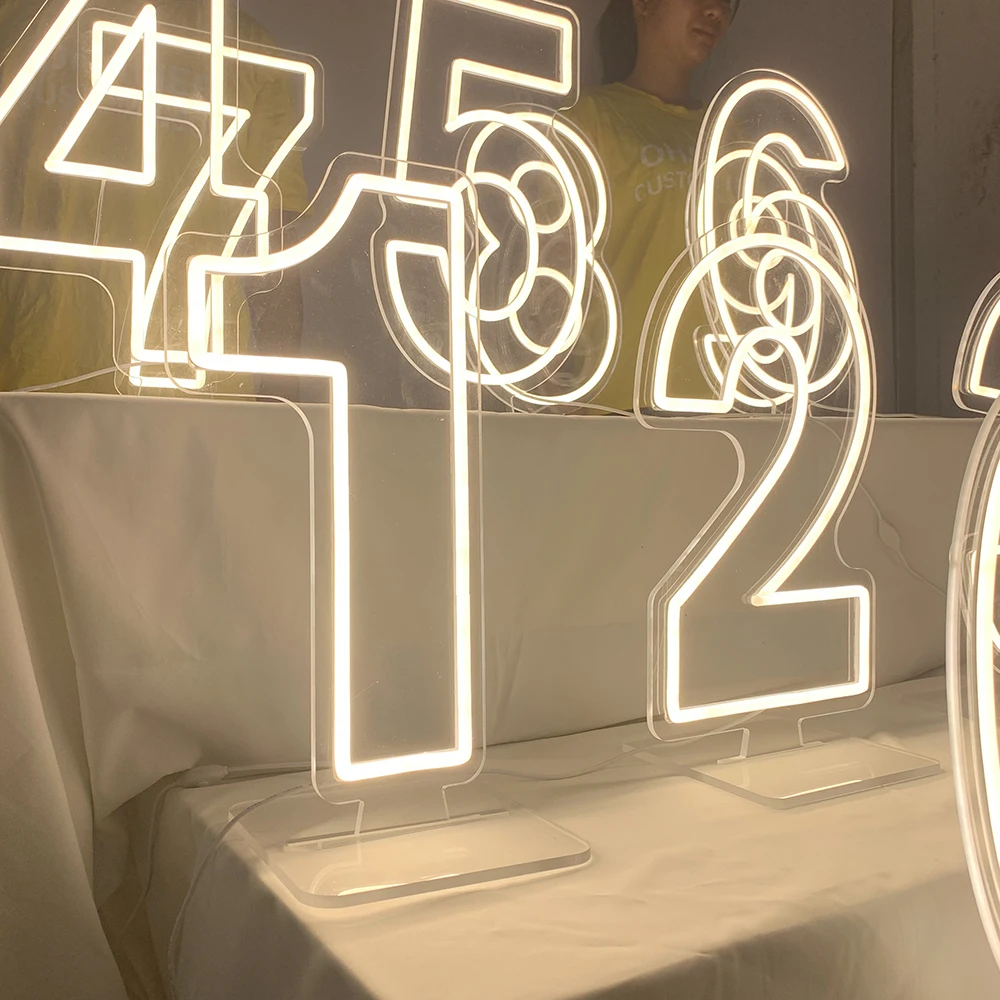 Custom Age Number LED Neon Signs 1 2 3 4 5 6 7 8 9 0 Lights 5v USB with Standing for Birthday Wedding commemoration day Decor