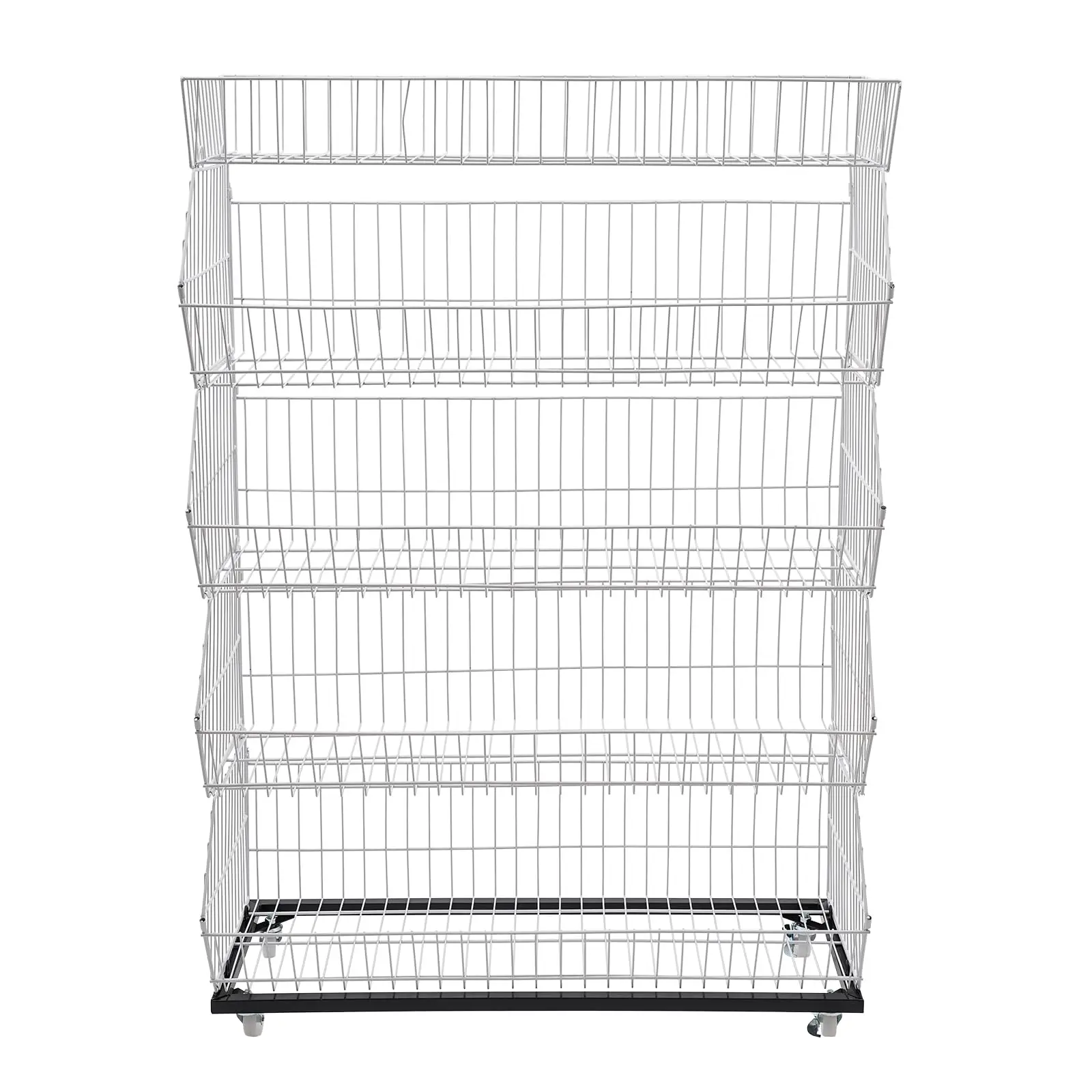 

5 Tier Retail Display Rack, Large Wire Metal Mobile Supermarket Storage Shelf, Fruit Vegetable Snack Supply Basket for Home Store