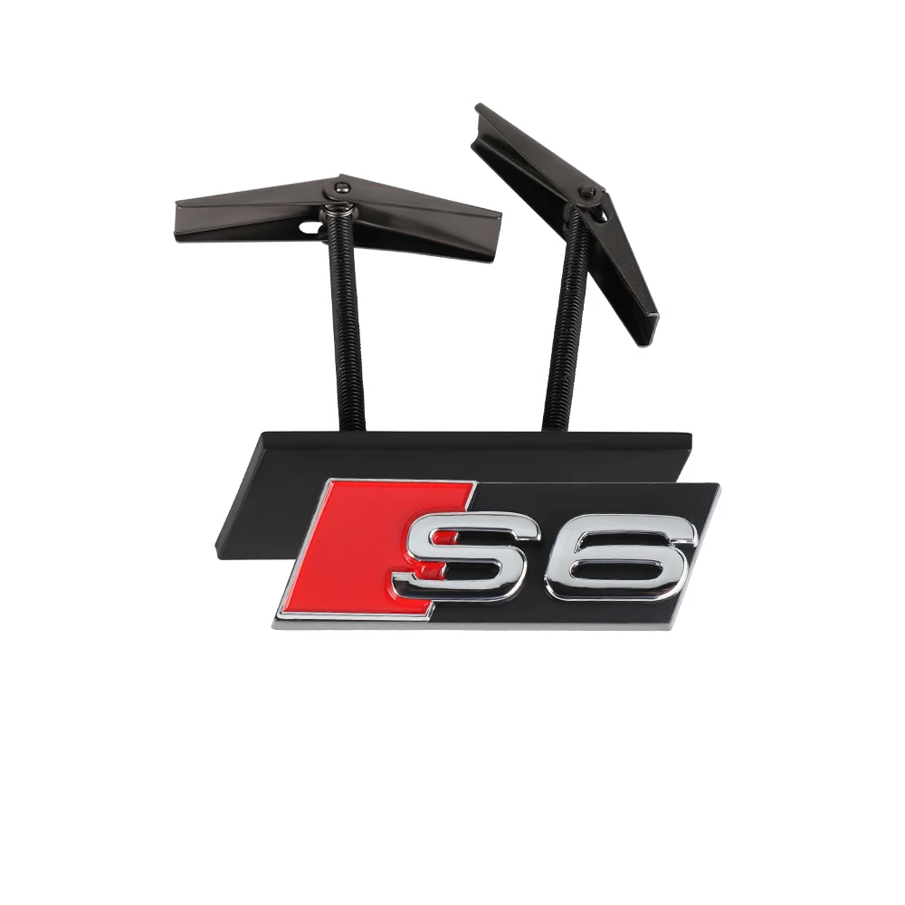 3D ABS Chrom Schwarz S Logo Kühlergrill-Emblem Aufkleber Auto Frontgrill-Abzeichen Dekoration für Audi RS3 RS4 RS5 RS6 RS7 S3 S4 S5 S6 S7 S8