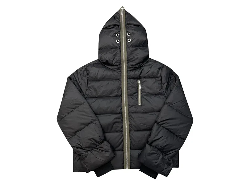 RO style shark head loose casual high street trend men and women hooded black down jacket