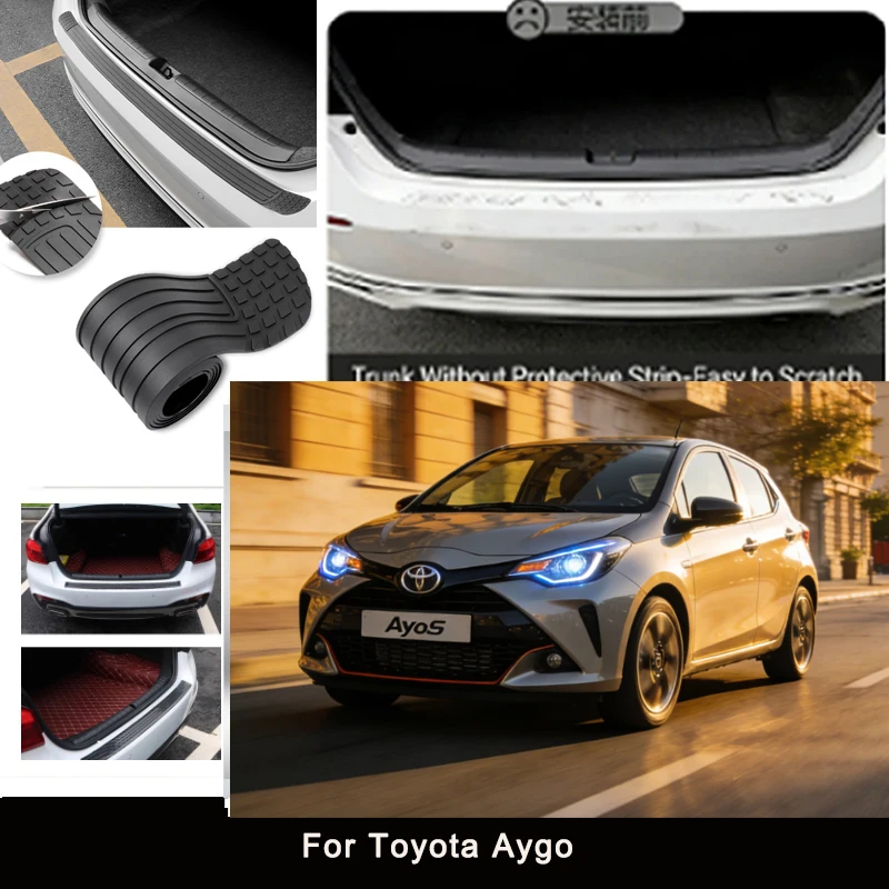 

For Toyota Aygo Rear Trunk Guard Plate Sticker Car Rear Bumper Trim Anti-Kicked Scratch Protector Sticker Strip