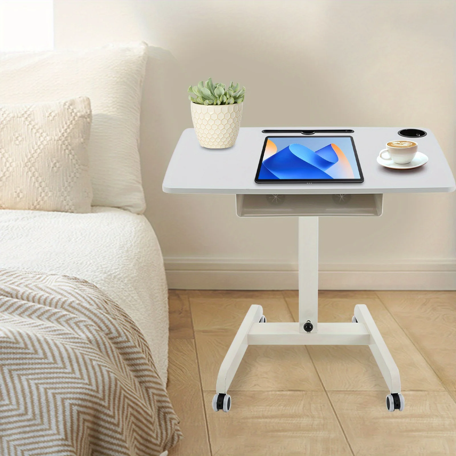 Adjustable Standing Desk with Storage | 22"x32"x44" Mobile Workstation on Wheels