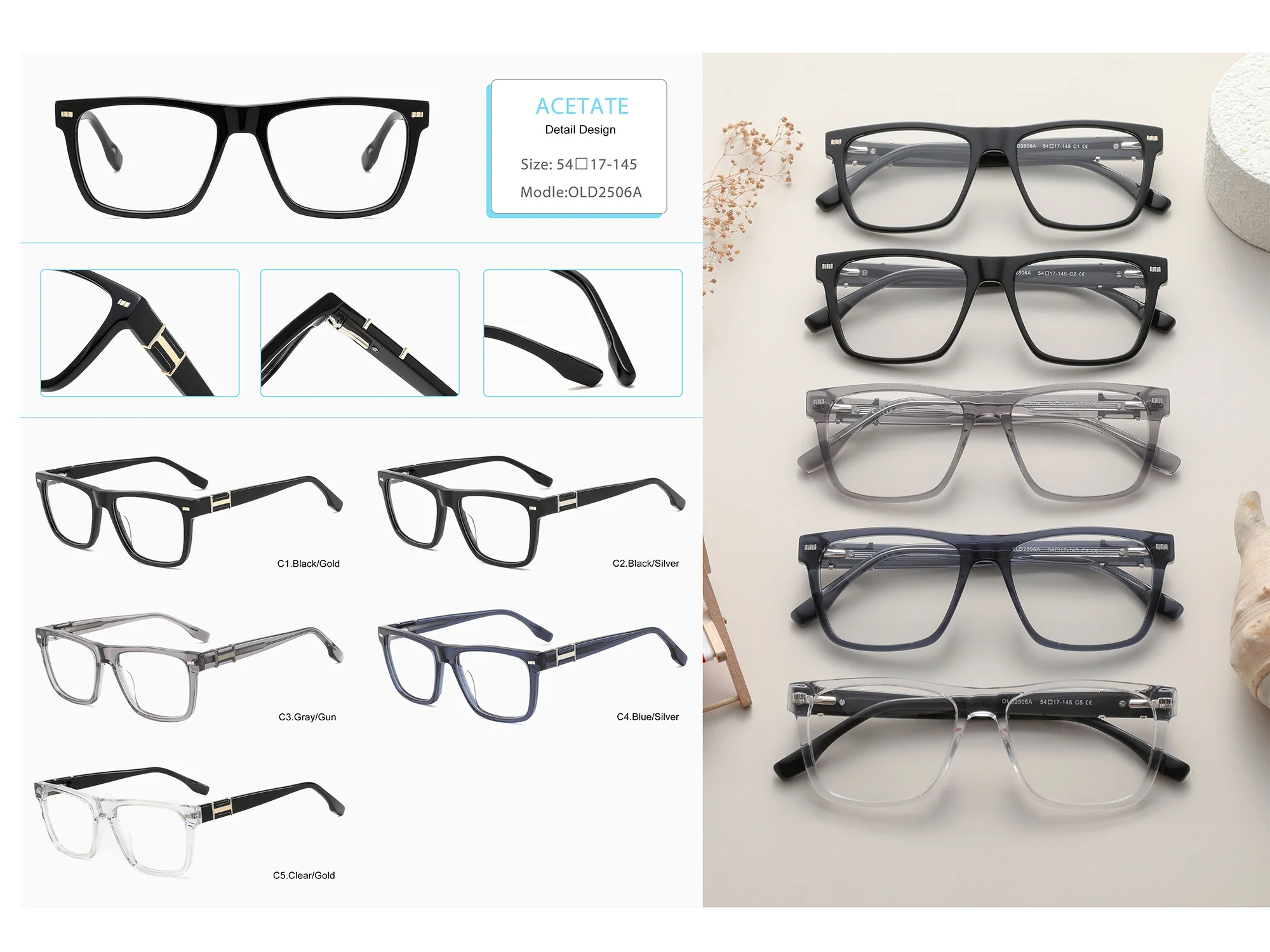 BLUEMOKY نظارات طبية مربعة شعبية للنساء موضة خلات النظارات البصرية التقدمية/الضوئية #6