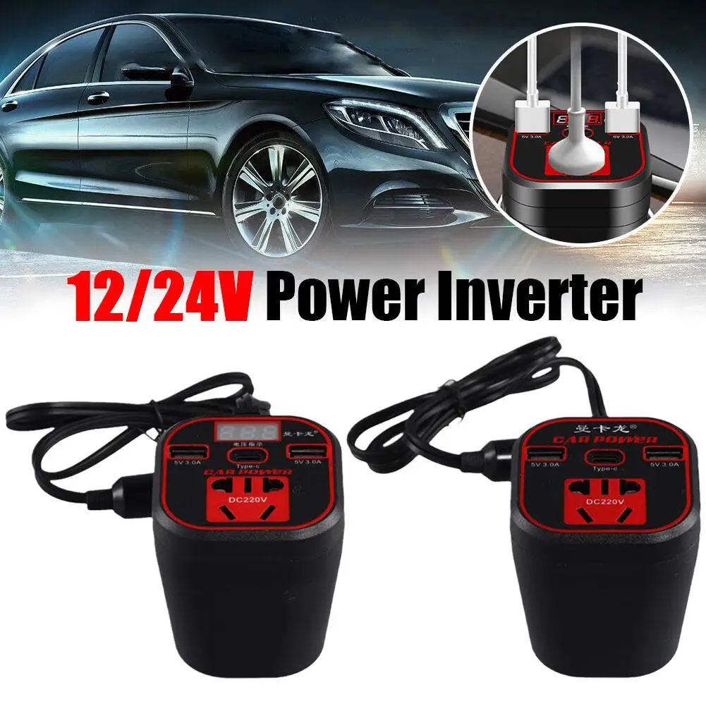 Car Power Inverter 12V/24V TO 220V Converter Type-C 3.1A Pure Sinus Multi-function 220v Fast Inverter Charger 12v Socket Charger