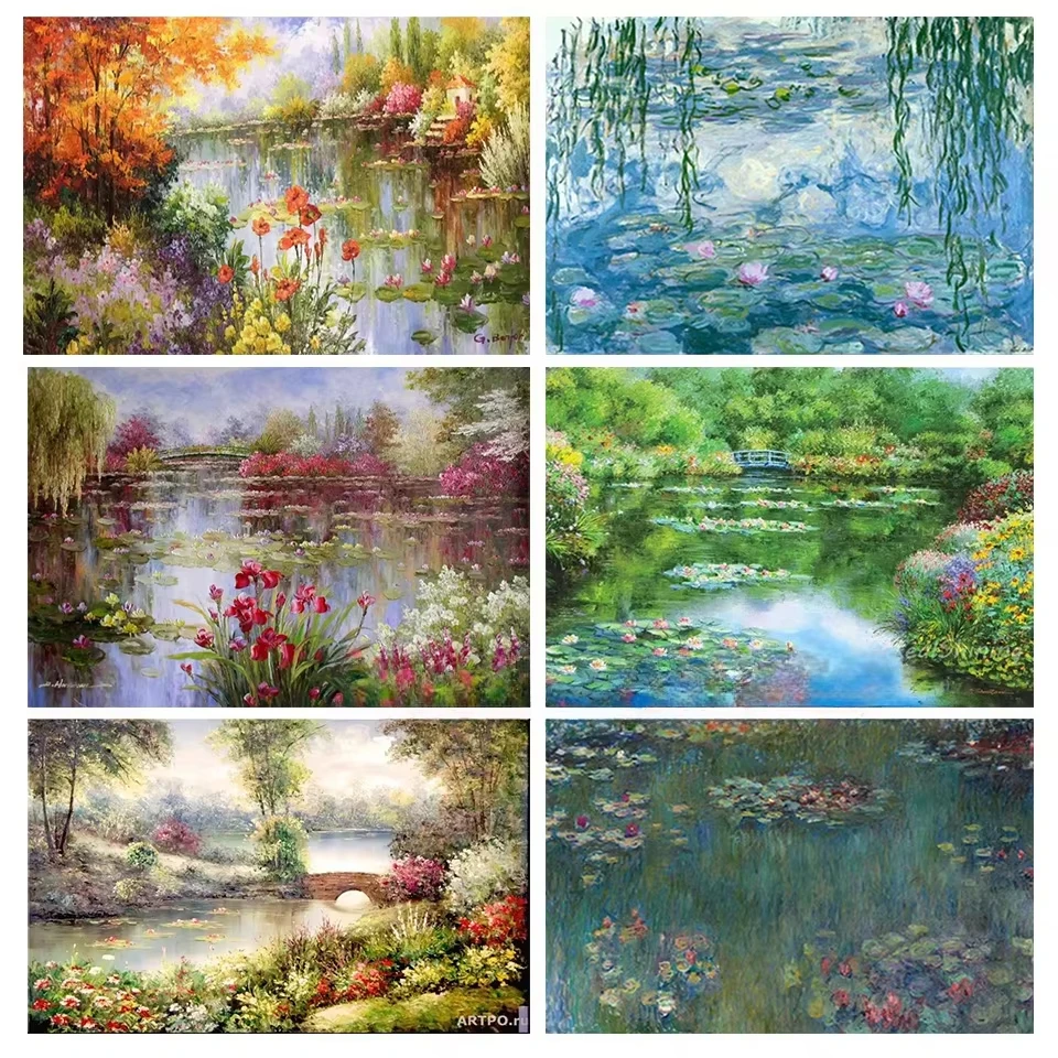 

Claude Monet Water Lilies Diamond Art Painting 5D Diamond Mosaic Wall Picture Impressionist for Decor Home