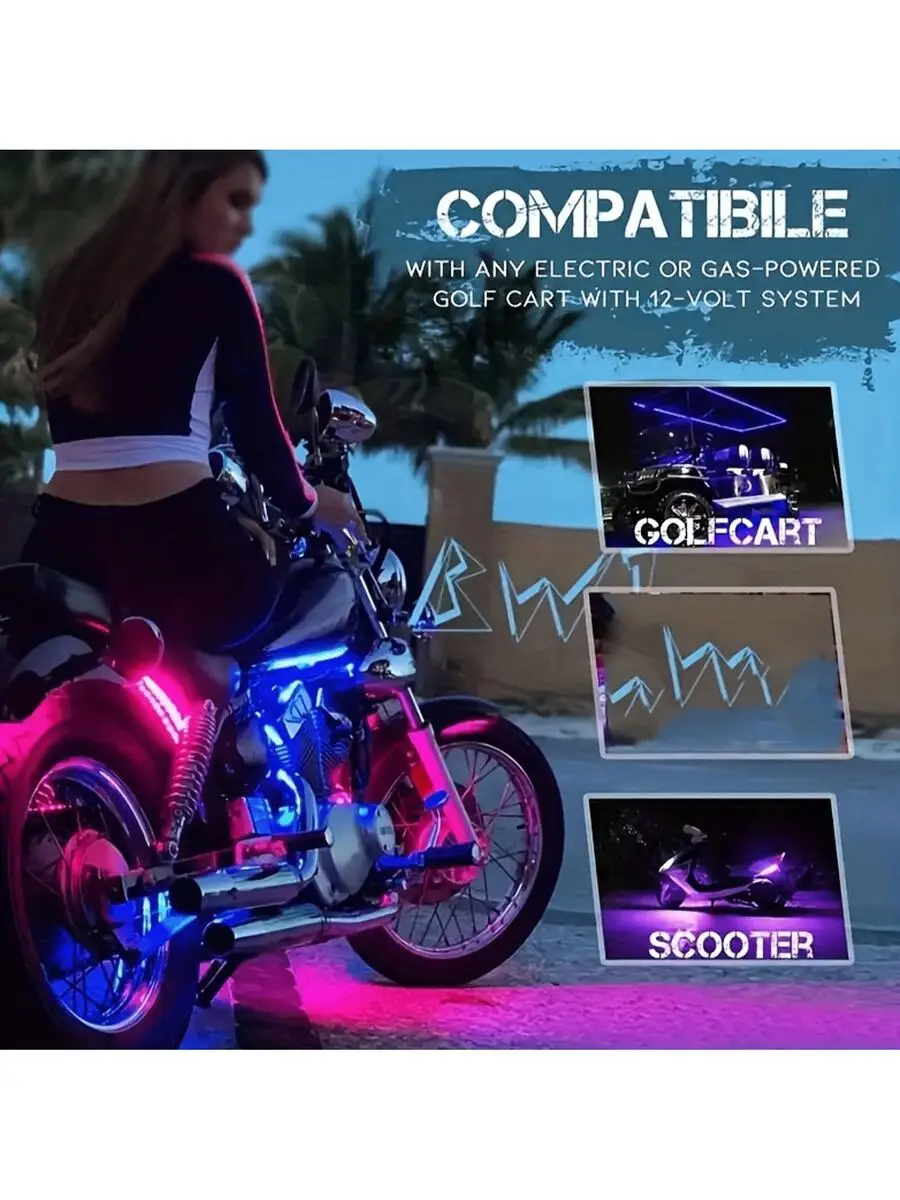 1 Piece - 6 In 1 Motorcycle Cool LED Atmosphere Light Kit, Multi-Color APP/Remote Control, Motorcycle Decorative Lights, Music