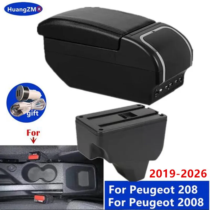 Auto-Armlehne für Peugeot 208, Armlehnenbox für Peugeot 2008 2019-2026, Aufbewahrungsbox, Nachrüstteile, Innenausstattung, Autozubehör