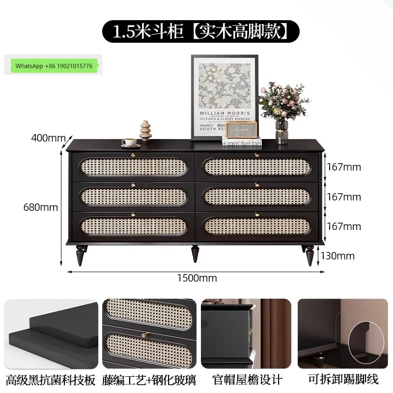HJ medieval dresser new light luxury high-end small room solid wood clamshell cosmetic table plus bedside table