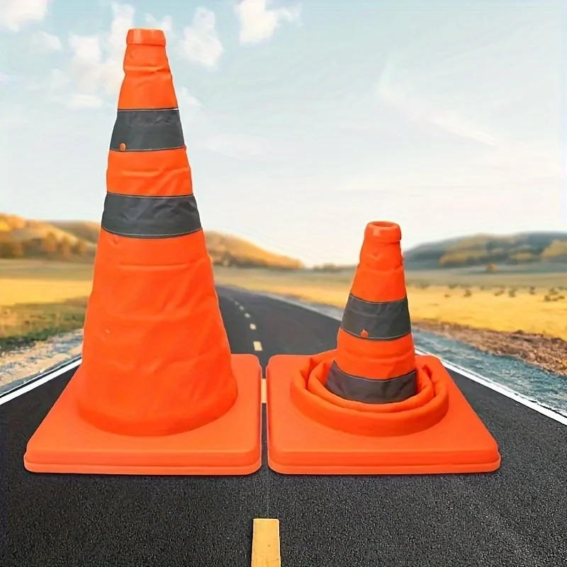 حاجز طريق تلسكوبي قابل للطي، قماش أكسفورد عاكس، مخروط المرور، معدات المرور للسلامة على الطرق، عقبة تدريب كرة القدم