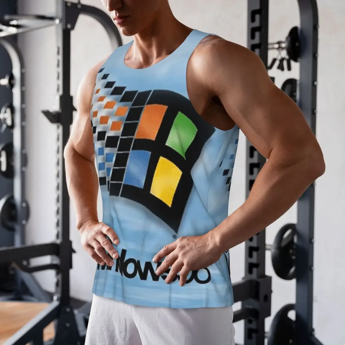 Quick Dry Windows 98 Start Screen Gym Tank Muscle Sleeveless Shirt Bodybuilding Breathable Vest