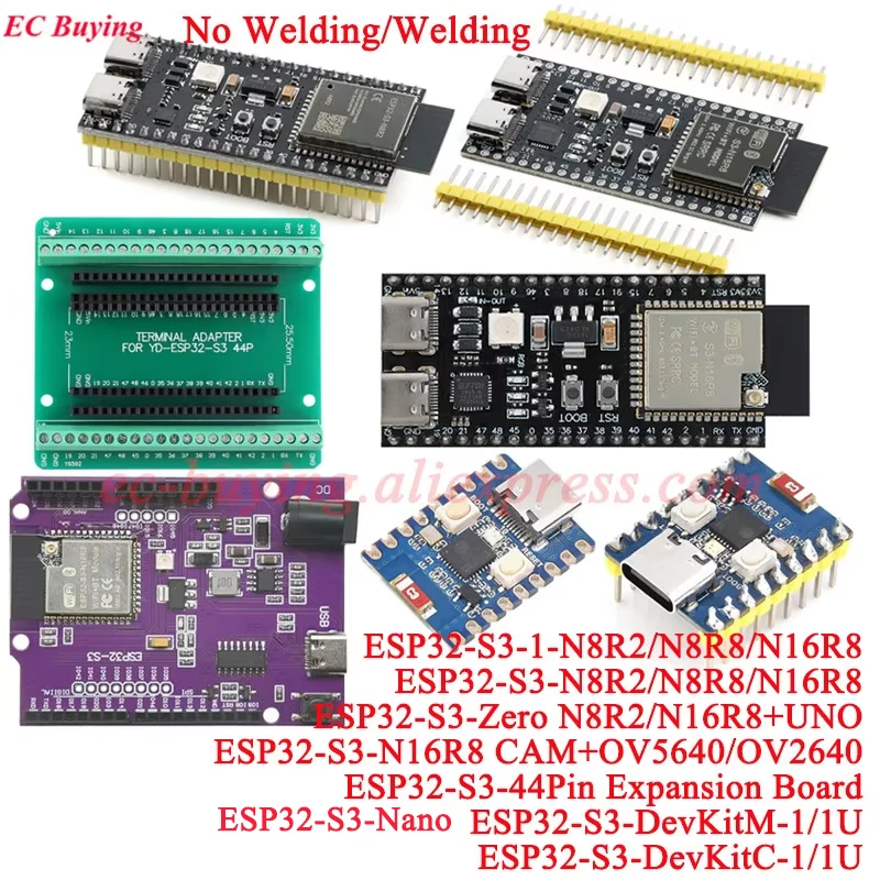 ESP32-S3 Development Boards with Expansion Adapter Kit 2.4G Wifi BT Module ESP32-S3-WROOM-1 N8R2/8 N16R8 44Pin Type-C ESP32S3
