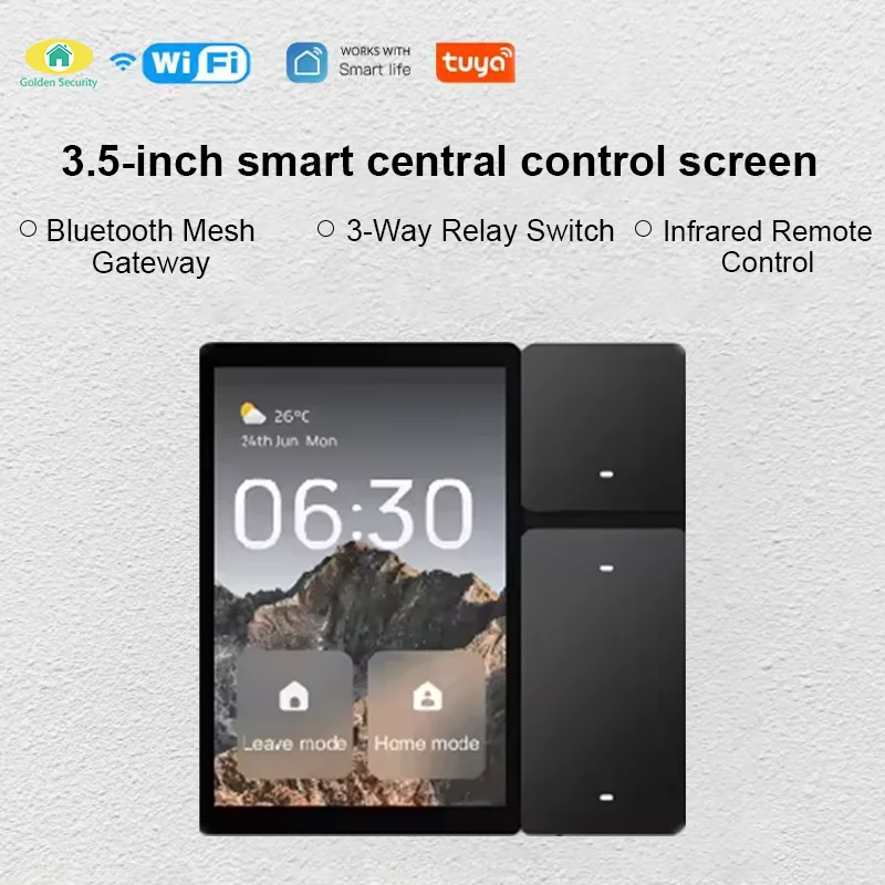 

2026 Graffiti 3.5-inch touch screen WIFI transmitter smart wall switch panel, providing a variety of customization opt